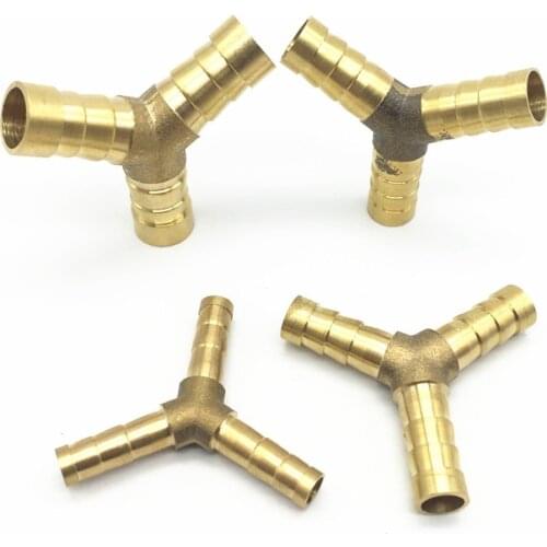 10pcs pipe fitting 3-way 6mm 8mm 10mm 12mm quick connector brass Plumbing fittings nipple spigot joint