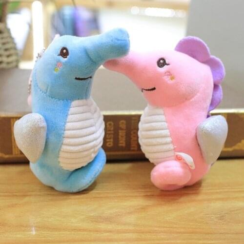 10cm/13cm Cute Crab Hippocampus Plush Toy Soft Stuffed Cartoon Animal Doll Key Chain Backpack Bag Pendant Toy Girl Birthday Gift