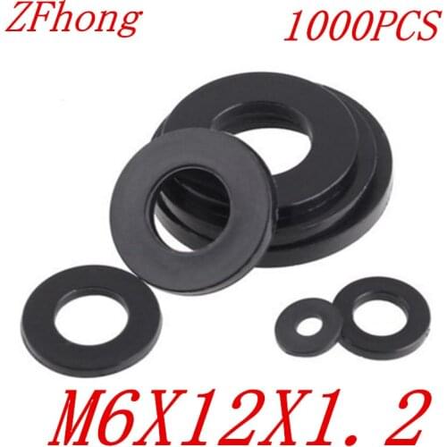 1000PCS M6*12*1.2 6mm Black flat nylon Washer