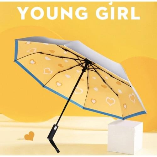 2020 Fashion Automatic Women Umbrella Titanium Silver Coating Parasol Shade Anti-UV Female Rain Umbrella Girl UPF50 Guarda Chuva