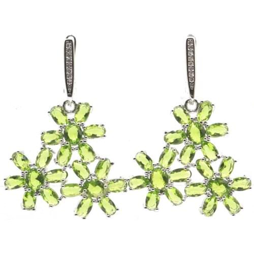 37x29mm Luxury Moon Shape Created London Blue Topaz CZ Gift For Womans Silver Earrings