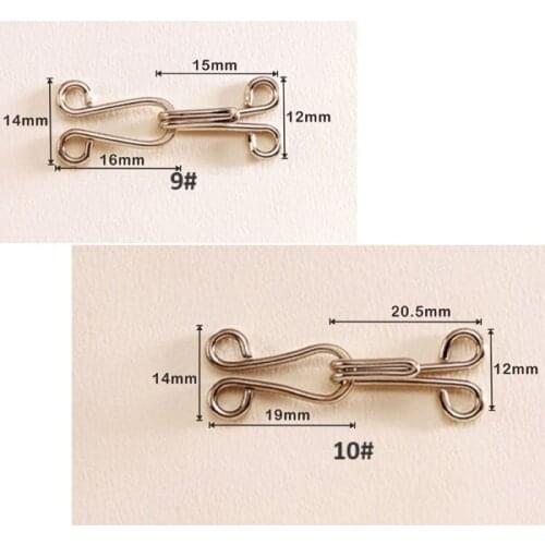 80pairs/lot 9#, 10# metal brass hooks / eyes pant skirt special big size silver nickle hook eye free shipping HE-017