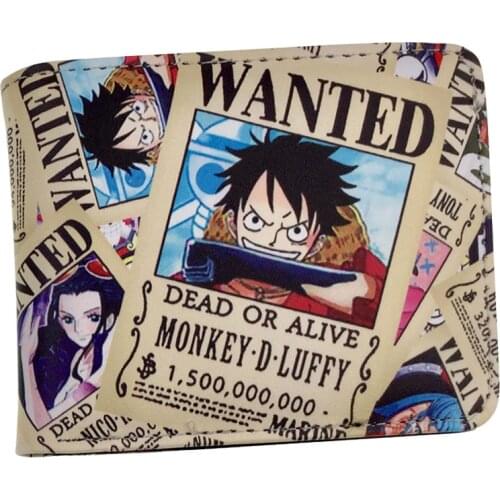Anime ONE PIECE Monkey D. Luffy Wallet Skull Straw Hat Pirates Purse Bifold ID Cash Coin Purse Clutch
