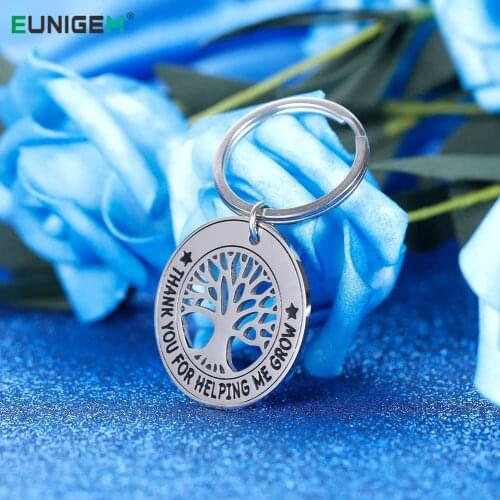 Thank You Keychain Gift for Teacher Women Men Grandmother Grandfather Father Mother Nurse Thank You for Helping Me Grow Keyring