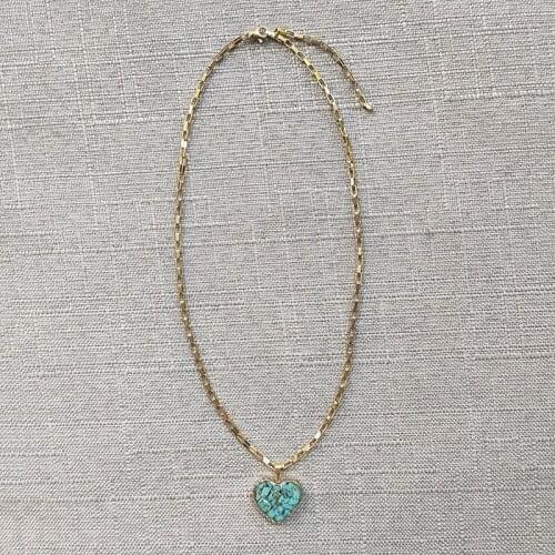 Stainless Steel Chain Long Necklace Fashion Heart Pendant Blue Stone naszyjnik man women wild simple neck accessories 2020 new