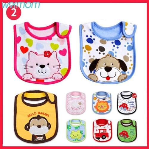Warmom Baby Saliva Towel Baby Cotton Bib Cartoon Three-layer Waterproof And Dirty Bib Fashion Infant Bib For Girls & Boys 1Pcs