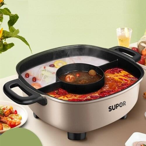 Supor 220V Non-stick Electric Hot Pot Household 6L Electric Hot Pot 3 Flavor Electric Hot Pot Hot Pot Cooker Multifunctional Pot