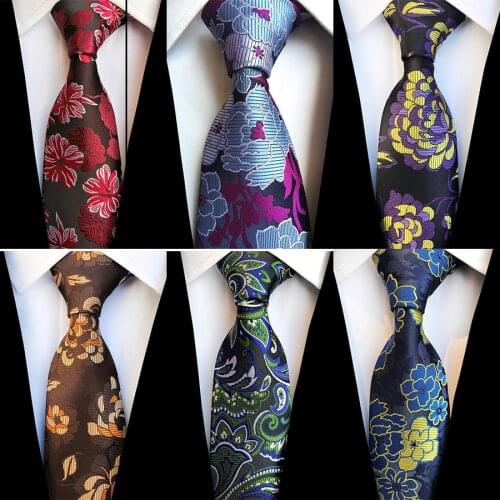 Ricnais New Floral Silk Tie For Men Quality Green Navy Red Jacquard Woven Gravata 8cm Formal Necktie For Wedding Party Business