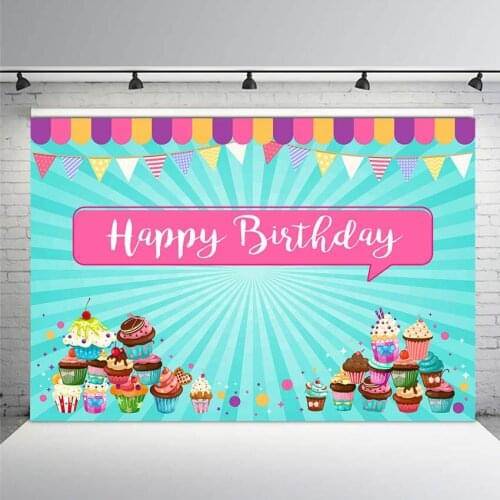 Background Photography Photo Backdrops Children Baby Shower Newborn Happy Birthday Cake Flag Celebration Blue Backdrops