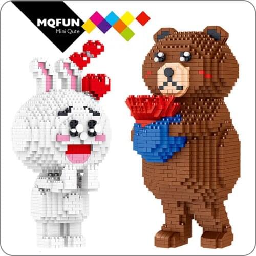 LZ Diamond Particle Building Blocks animal cartoon Childrens Toy Creative 8070/8072 Married me Bear Doll Toys For wedding Gifts