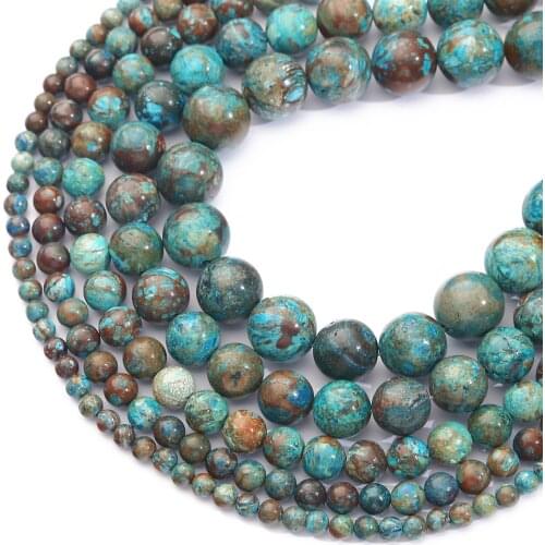 38cm/Str 4 6 8 10 12mm 32-89Pcs Natural Serpentine Loose Round Stone Beads for Jewelry Making DIY Bracelet Necklace Accessories