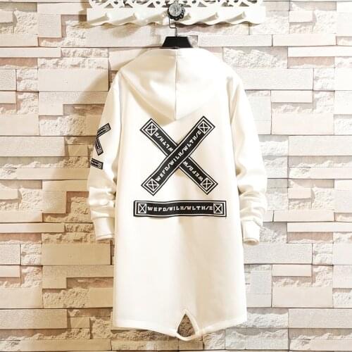 Spring and Autumn Men Jackets Hip Hop Long Hooded Trench Coat Men Winter Streetwear Casual Jacket Mens Windbreaker