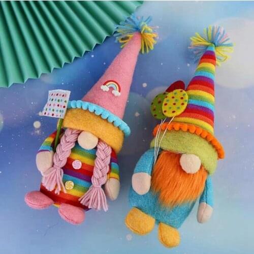 Hot 2 Pcs LGBT Gay Pride Month Rainbow Gnome Colorful Doll Dwarf We Are Together Home Farmhouse Kitchen Decor Cheer Up Gift