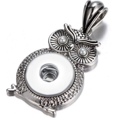 Hot Sale Snap Jewelry Classic Crystal Owl 18mm Snap Button Pendant for Women Girls DIY 18MM Snap Buttons Jewelry