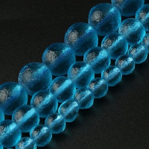 Matte Sky Blue Energy Crystal Beads Czech Meteorite Glass Round Beads for Jewelry Making DIY Charm Bracelets 15'' Healing Beads