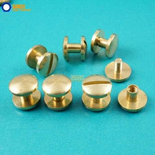 50 Set 10*5mm Solid Brass Rivet Chicago Screw for Leather Craft Belt Wallet / Cambered