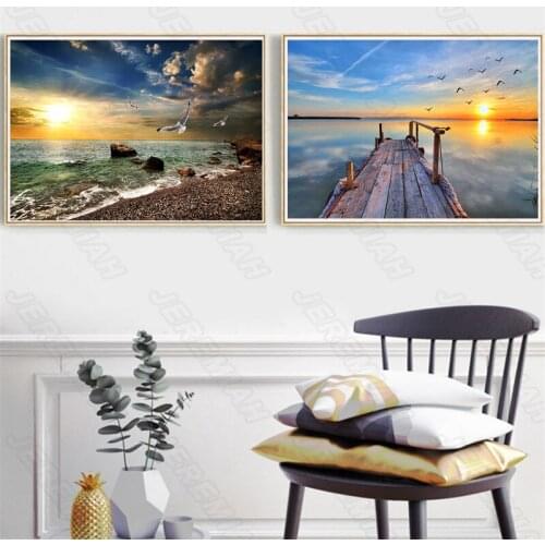 Sunset sea eagle landscape poster nordic style wall art canvas print painting modern living room decoration