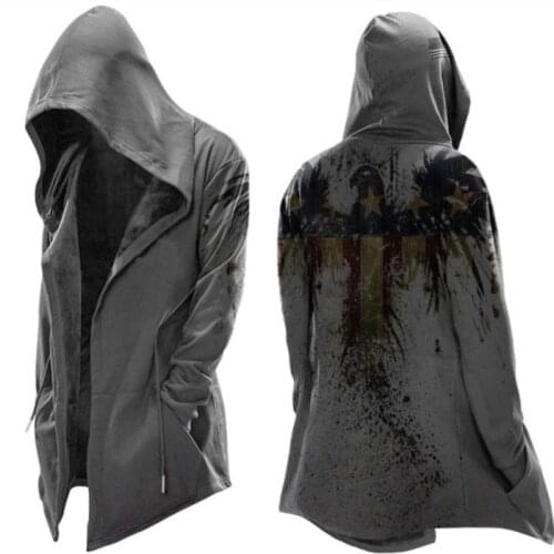 2021 European and American Mens New Cloak Simple Casual Hooded Drawstring Mens Sweater