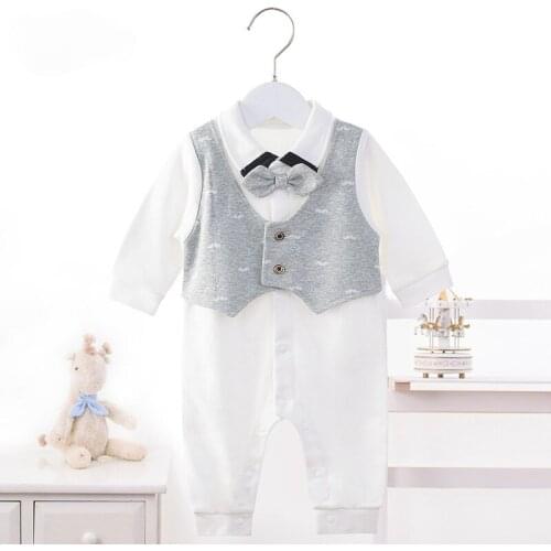 New Arrival Kids Boys Gentlemen Style Cotton Romper