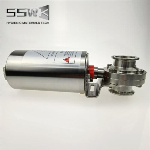 Pneumatic Actuated Sanitary Butterfly Valve Tri Clamp or Welding Connect Staininless Steel Spring Return 1.5"