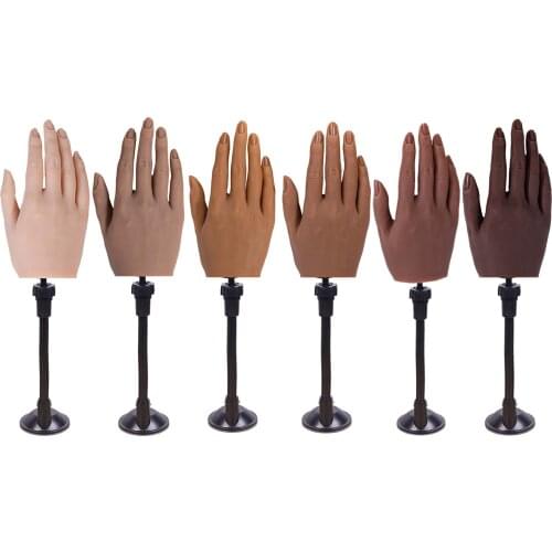 Silicone Practice Hand for Acrylic Nails Nail Art Training Hand Flexible Movable Finger Fake Hand Manicure Practice Tool