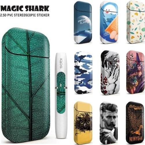 Magic Shark Fashion Military Leaf Eagle Owl Skull Sticker for IQOS 2.4 Plus Film Case Cover for IQOS 2.4+ 2.4p