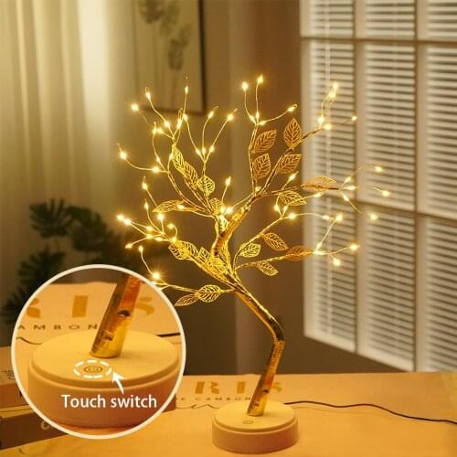 New LED Copper Wire Night Light Tree Fairy Lights Home Decoration Night Lamp USB Battery Operated For Bedroom Bedside Table Lamp