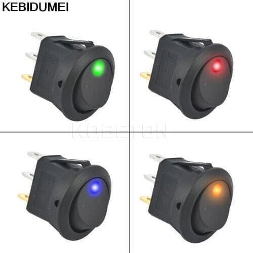 1pcs SPST Switch 3 pins ON-OFF Rocker Switch 12V led rocker switch Led Dot Light LED illuminated Car Dashboard Dash Boat Toggle