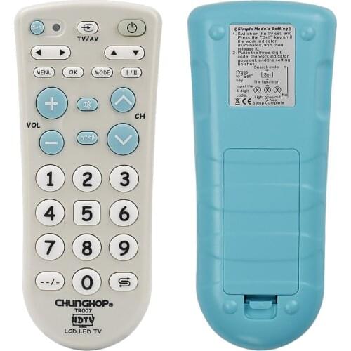 Universal Infrared IR TV Set Remote Control Super Compatible Chunghop High Quality TR007 Large Buttons Big Keys