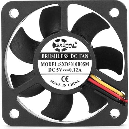 2pcs SXDOOL DC 5V cooling fan 0.12A 5CM 50mm 5010 50x50x10mm 3Pin Dual Ball Bearing DC Cooling Fans long service life quality