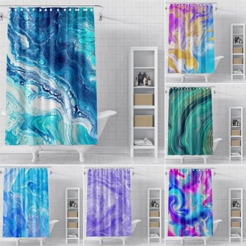 3D Print Colored Marble Bathroom Curtain Abstract Style Waterproof Shower Curtains for Bathroom Solid Fabric Shower Curtain