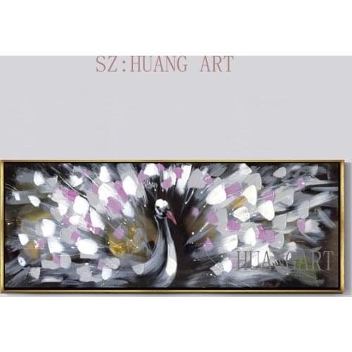 Animal Pretty Male Peacock Have Nice Feather Oil Paintings Hand painted Picture With Framework Handmade Oil Painting