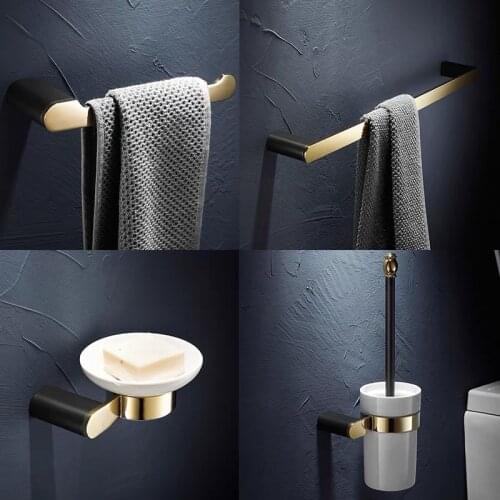 Gold Solid Brass Towel Rack Bath Toilet Paper Holder Toothbrush Holder Bathroom Accessories