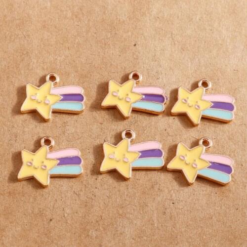10pcs 14*18mm Enamel Streamer Starfish Star Charms for Jewelry Making Earring Pendant for DIY Bracelets Necklaces