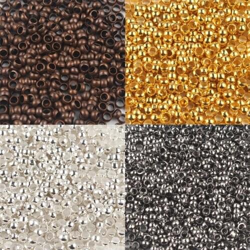 1000pcs Gold Silver Color Ball Crimps End Beads 2-3mm Stopper Spacer Components Beads For Jewelry Making Finding DIY Accessories