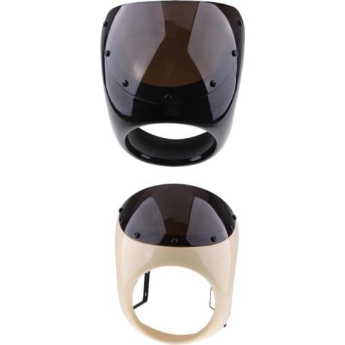 2x Motorcycle 7 inch Headlight Fairing Cover & Smoke Retro Cafe Racer Drag, Fits for 16.5-18mm Round Headlights (Black+White)