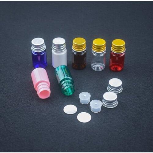 500 X Mini Colorful Plastic Bottles 5ML PET Empty Bottles With Gold & Silver Aluminum Screw Lid And Insert Refillable Cream Samp