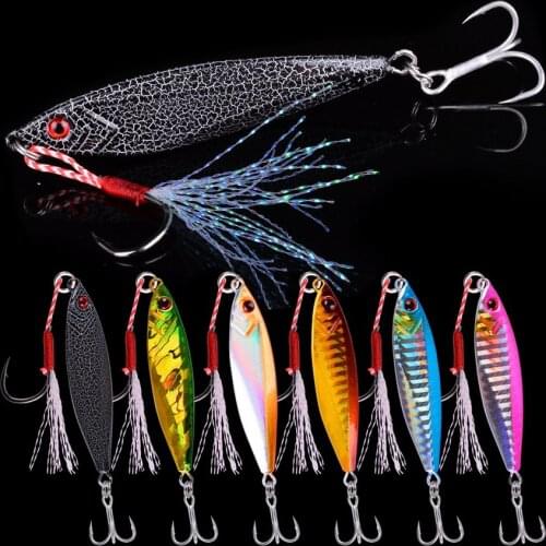 7PC Metal Cast Jig Spoon Fishing Lures 2022 Bass 14g 21g 30g Fish Bait Jigging Sea Sinking Lure Fishing Jigs Set Pesca Saltwater