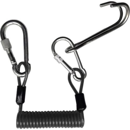 Safety Scuba Diving Diver Dual Reef Hook & Coil Lanyard Swivel Clip