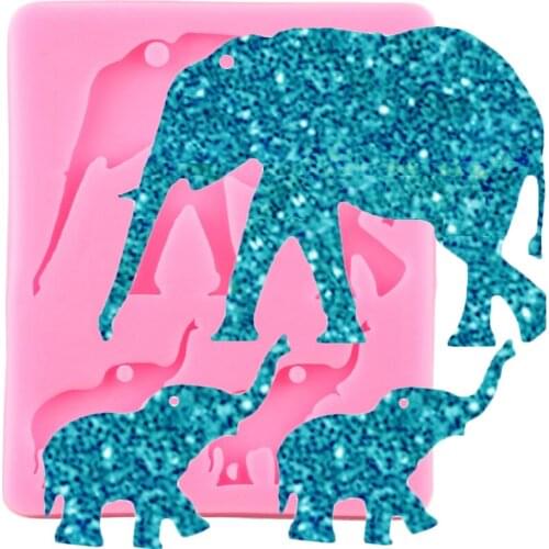 Shiny Glossy Elephant Silicone Mold DIY Craft Keychains Molds Polymer Clay Pendant Mould Necklace Charms Making Jewelry Moulds