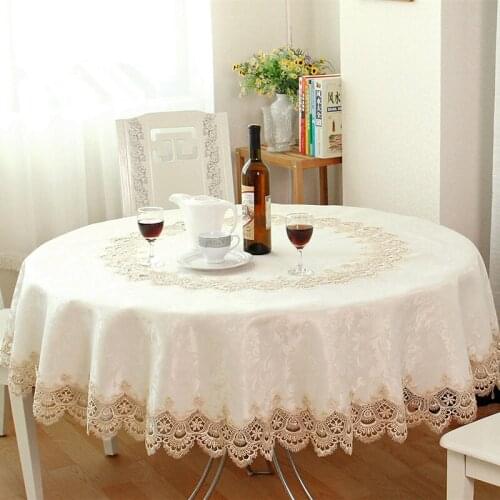 Big sale European Garden embroidered Round tablecloth dining table cover for wedding cabinet cushion package elegant table cloth