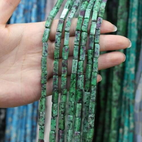 Natural Stone Rectangular Scattered bead agates Red green stone string Beads for Jewelry Making DIY Necklace Bracelet 4x13mm