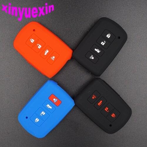 50pcs Xinyuexin Silicone Car Key Cover FOB Case For Toyota Camry RAV4 4 buttons Smart Remote Car Key Jacket Car-stying
