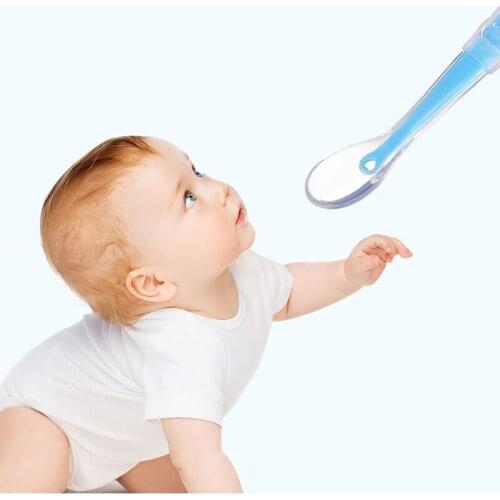 Colorful Baby Soft Silicone Spoon Candy Color Temperature Sensing Spoon baby Food Infant Toddler Feeding Tools Utensils Gadgets