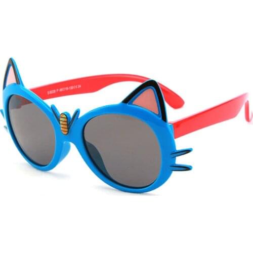 Kilig Cat Shape Polarized Kids Sunglasses Cartoon Baby Glasses Flexible Safety Frame UV400 Shades Eyewear For Boys Girl
