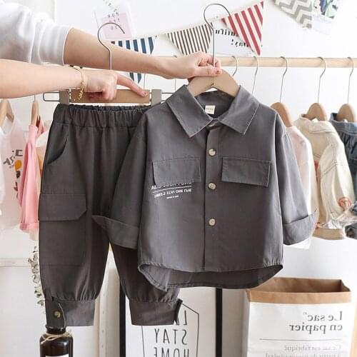 Childrens Spring Set 2021 New Shirt Two-Piece Childrens Suit Childrens Clothing Baby Boy Clothes Baby Boy Clothes Set