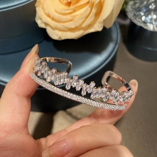 Designer Bracelet Top Crystal Fashion Zircon Open Bangle For Women Jewelry Simple Luxury Wedding Birthday Gift Girl Couple