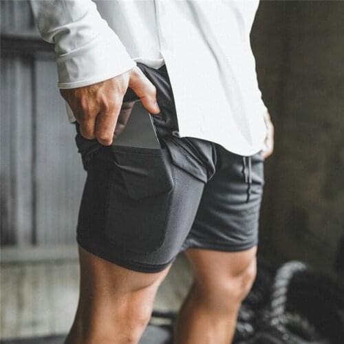 Fashion Double Layer Grid Shortshorts Sports Trend Training Quick Drying Summer Breathable Sweatpants Men