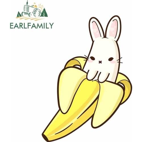 EARLFAMILY 13cm x 9.5cm for Banana Bunny Cute Motorcycle Anime Trunk Decal Windows RV Car Stickers Windshield Bumper Decoration