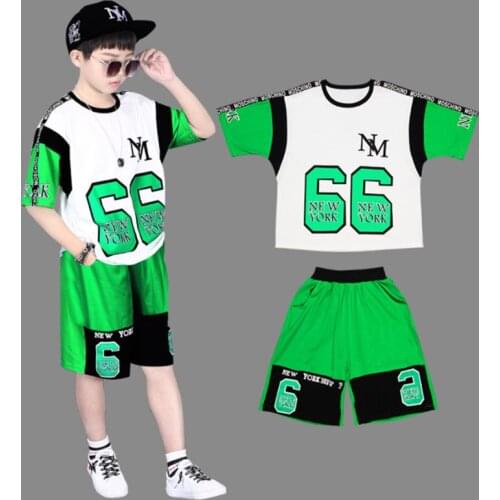 Boys T-shirts and Shorts Suits Number 66 children clothes Sets cotton O-neck Loose Style Kids clothing Sets Boy Tops And Shorts